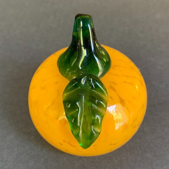 2 Hand Blown Glass Fruit Apple Orange Pumpkin Red Orange Murano -like Art - Picture 6 of 14